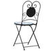 Bistro Chairs Foldable 2 Pcs Blue and White Ceramic Abbtaba
