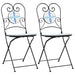 Bistro Chairs Foldable 2 Pcs Blue and White Ceramic Abbtaba