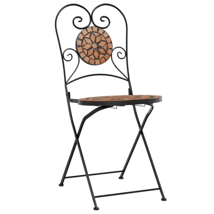 Bistro Chairs Foldable 2 Pcs Terracotta Ceramic Abbtabt