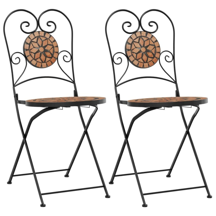 Bistro Chairs Foldable 2 Pcs Terracotta Ceramic Abbtabt