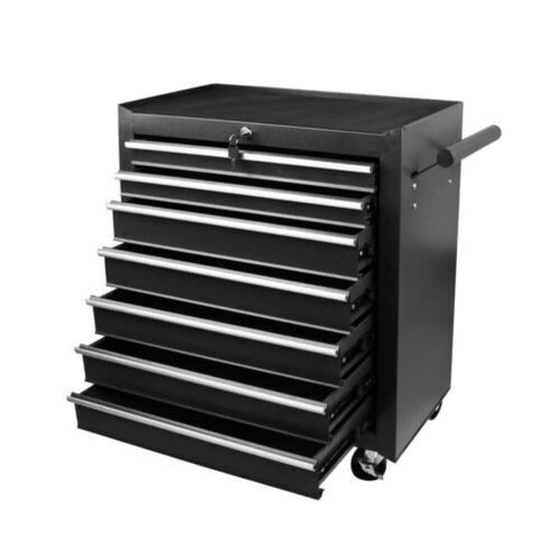 Black 7 Drawer Tool Box Trolley Cabinet Storage Cart Garage