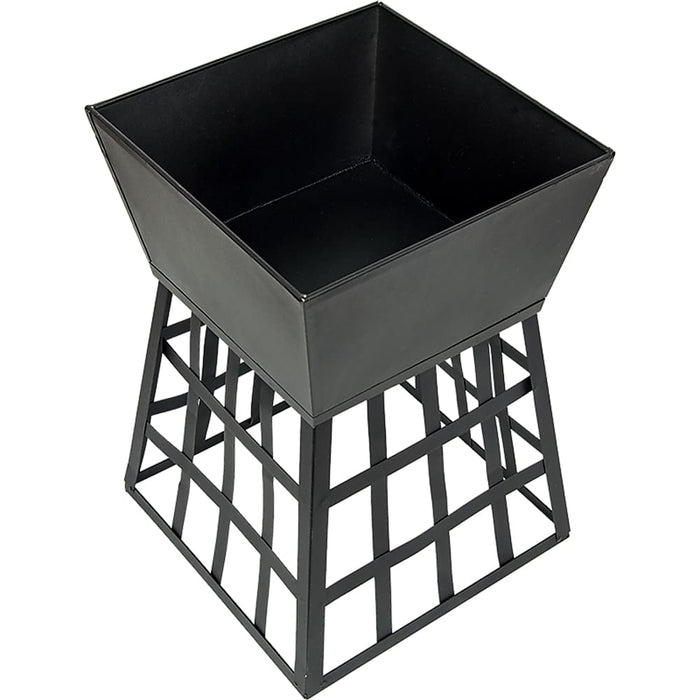 Black Fire Pit Square Log Patio Garden Heater Outdoor Table