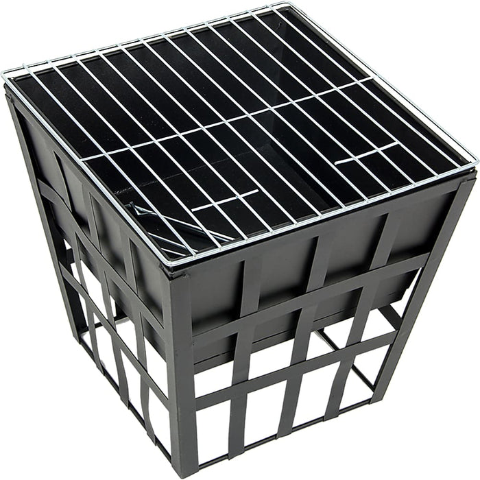 Black Fire Pit Square Log Patio Garden Heater Outdoor Table