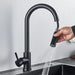 Black Kitchen Faucet with Flexible Pull out Nozzle and Hot