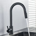 Black Kitchen Faucet with Flexible Pull out Nozzle and Hot