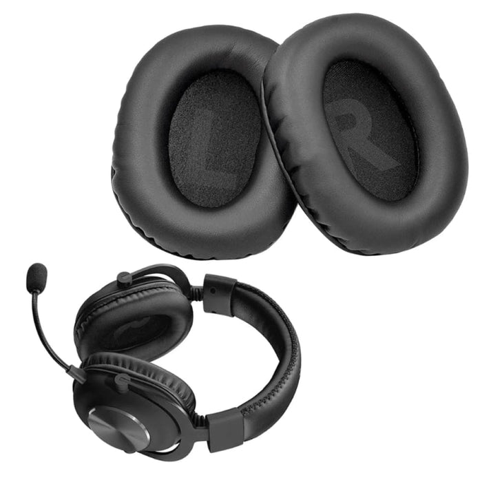 Black Leather Earbud Covers for Logitech g Pro x Headphones