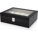 Black Pu Leather Watch Organizer Display Storage Box Cases