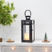 Black Metal Candle Lanterns Hanging With Tempered Glass