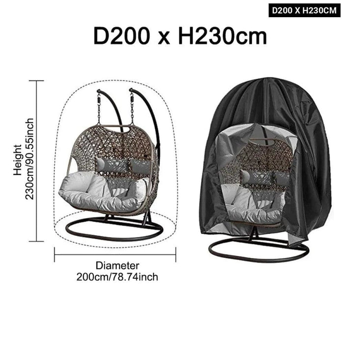 Black Patio Chair Cover Egg Swing Waterproof Dust Protector