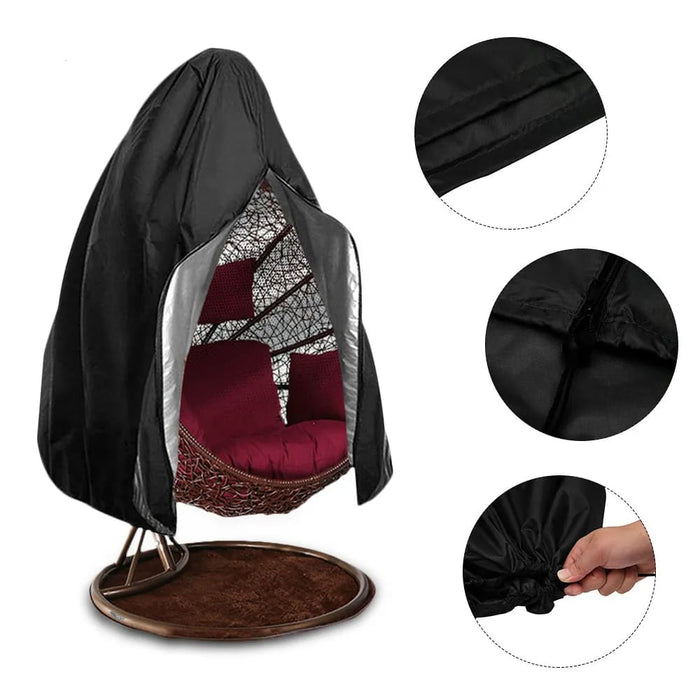 Black Patio Chair Cover Egg Swing Waterproof Dust Protector