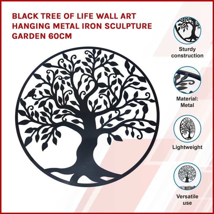 Black Tree Of Life Wall Art Hanging Metal Iron Sculpture