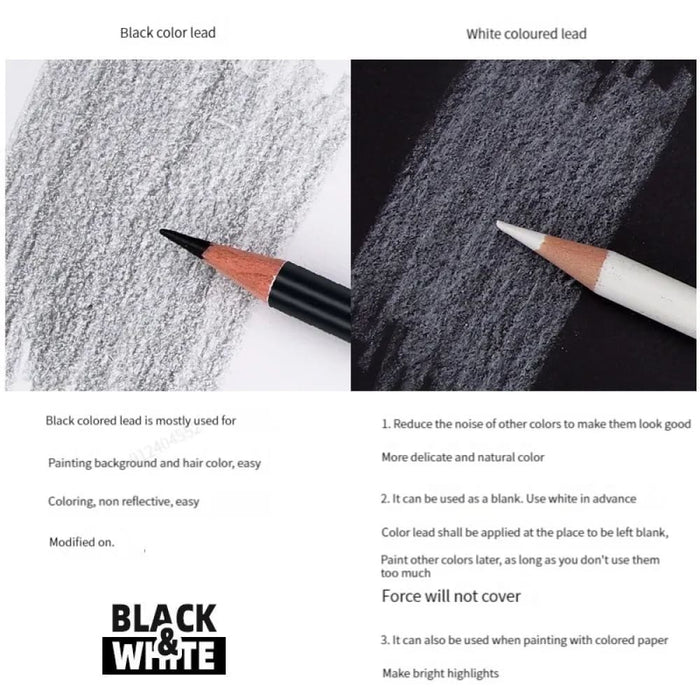Black White Pencils Oil Based Colour Set