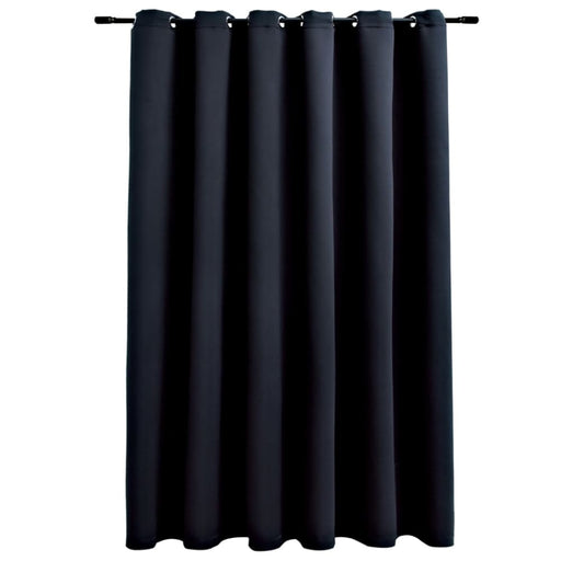 Blackout Curtain with Metal Rings Black 290x245 Cm Otaaot