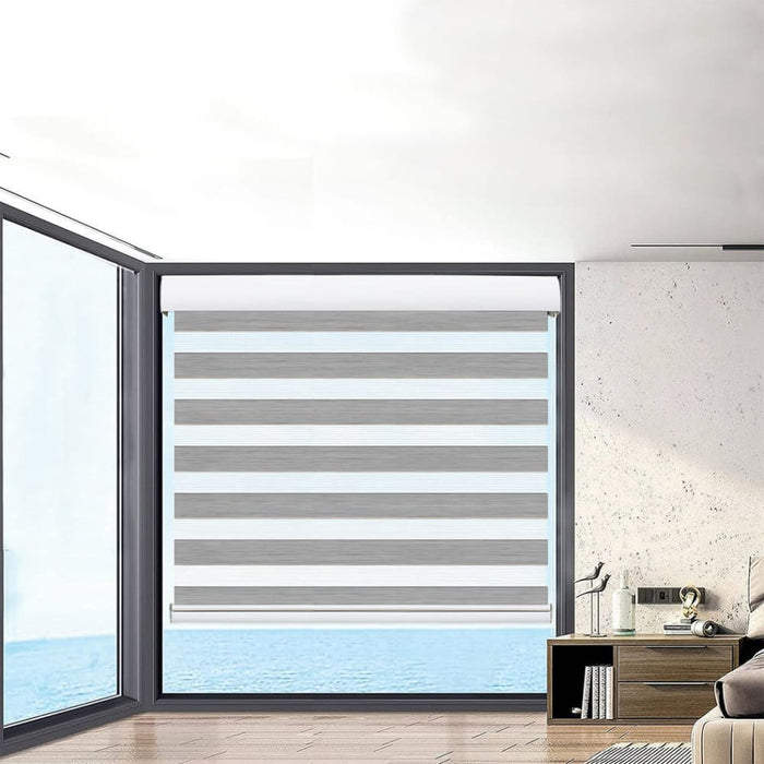 Blackout Zebra Roller Blind Curtains Double Window Sunshade