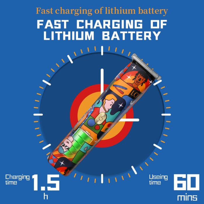 T-blade Cordless Fashion Graffiti Trimmer Men Zero Gapped