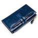 Blue Rfid Leather Lady Wallet With Detachable Card Holder