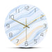 Blue And White Marble Surface Printed Wall Clock Luxurious