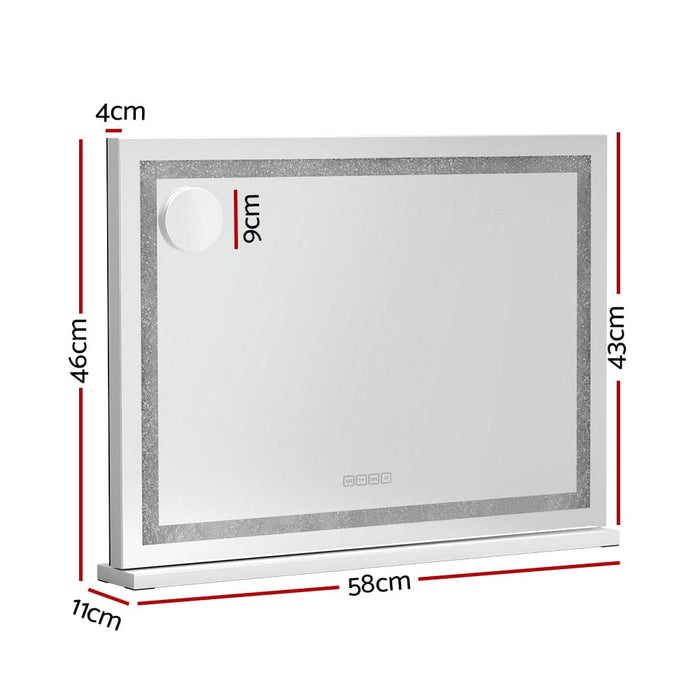 Bluetooth Makeup Mirror 58x46cm Crystal Hollywood