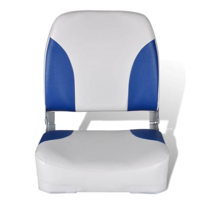 Boat Seats 2 Pcs Foldable Backrest with Blue-white Pillow