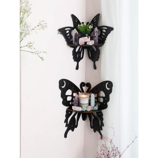 Boho Butterfly Wood Shelf Crystal Holder And Wall Decor