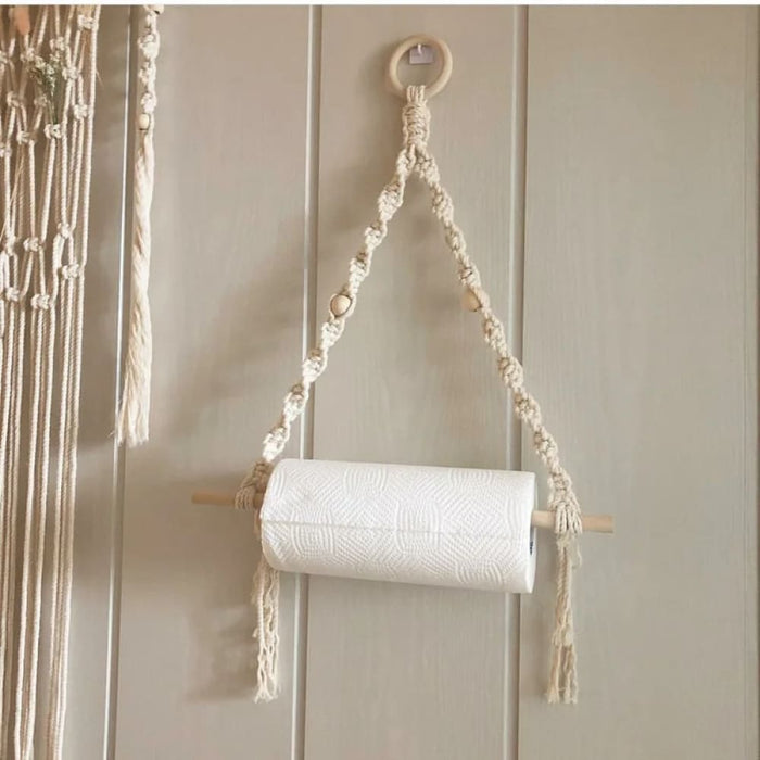 Boho Macrame Paper Towel and Toilet Holder