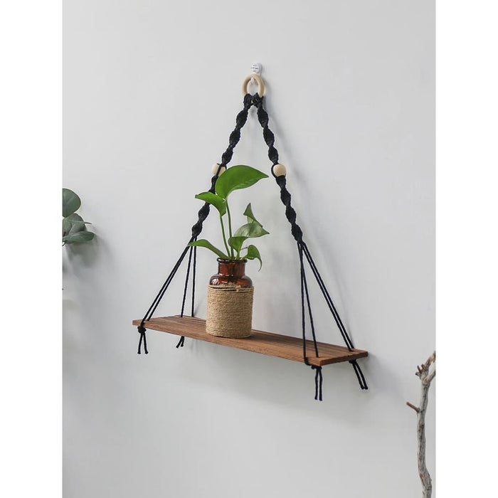 Boho Wood Wall Shelf For Home Decor And Plant Display