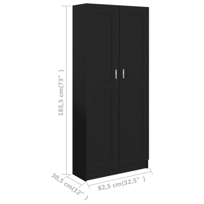 Book Cabinet Black 82.5x30.5x185.5 Cm Engineered Wood Nbxitt