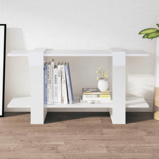 Book Cabinet Glossy Look White 100x30x51 Cm Engineered Wood