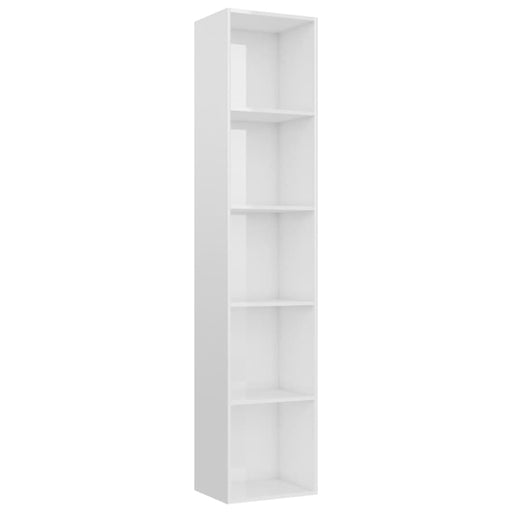 Book Cabinet Glossy Look White Chipboard Nbbklb