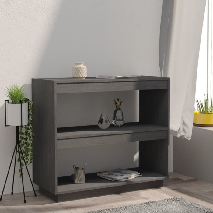 Book Cabinet Grey 80x35x71 Cm Solid Pinewood Nobnno