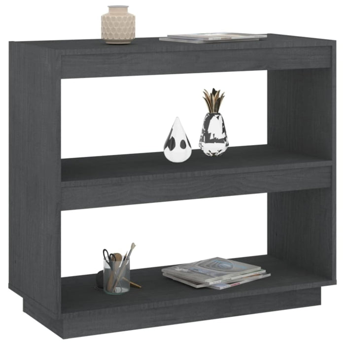 Book Cabinet Grey 80x35x71 Cm Solid Pinewood Nobnno