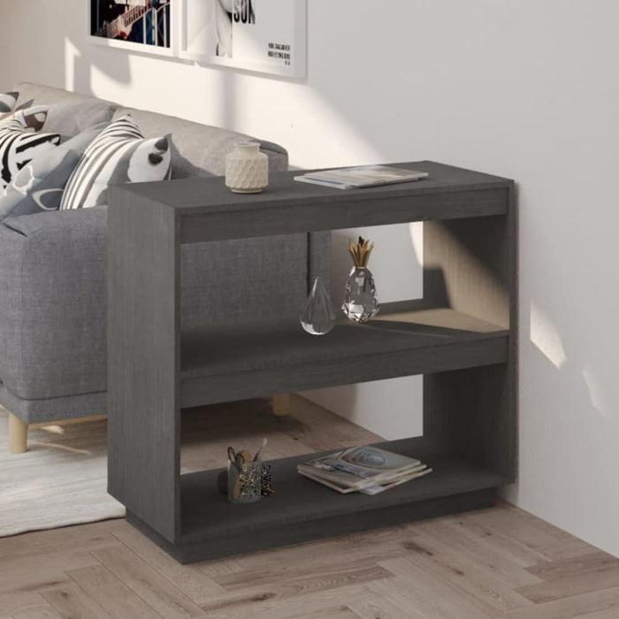 Book Cabinet Grey 80x35x71 Cm Solid Pinewood Nobnno