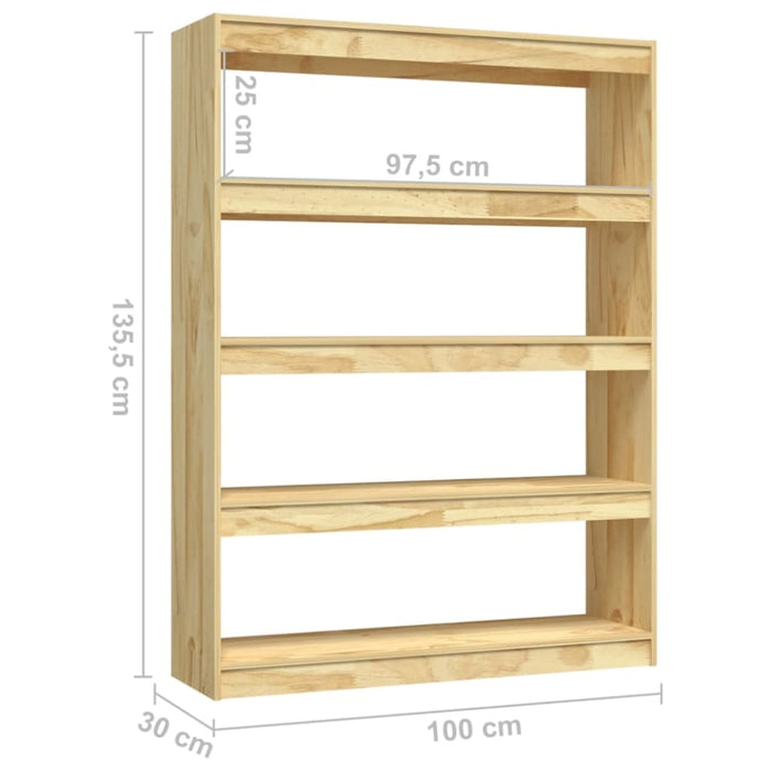Book Cabinet Room Divider 100x30x135.5 Cm Solid Pinewood