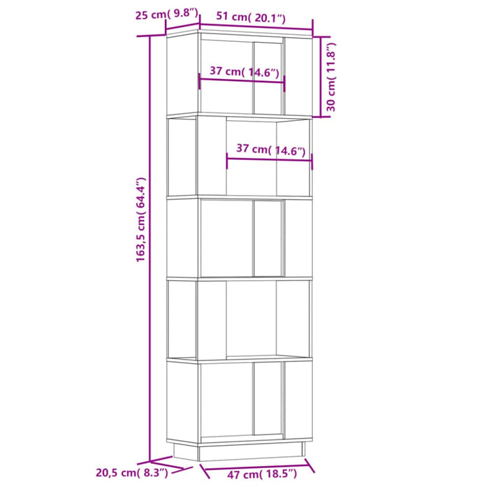 Book Cabinet Room Divider 51x25x163.5 Cm Solid Wood Pine
