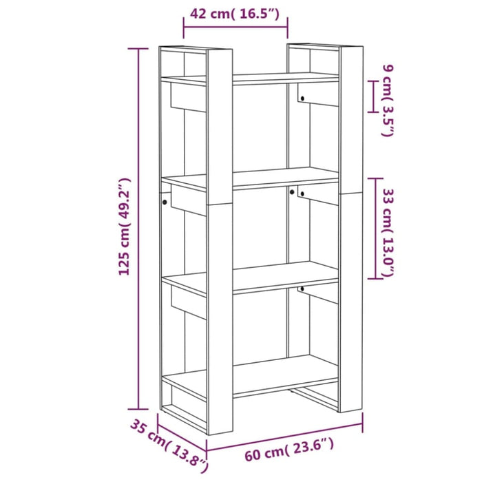 Book Cabinet Room Divider 60x35x125 Cm Solid Wood Notnna
