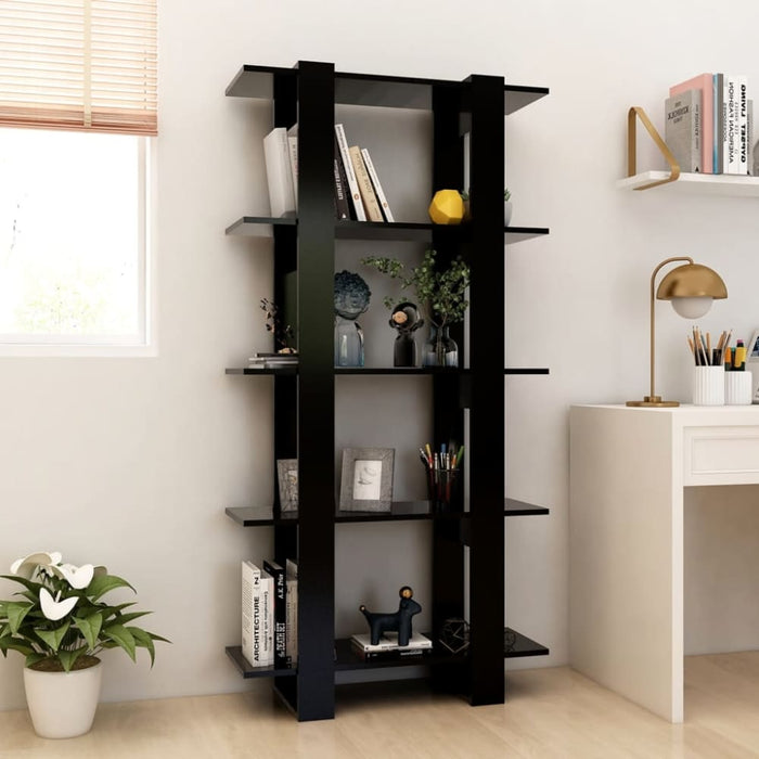 Book Cabinet Room Divider Black 80x30x160 Cm Engineered