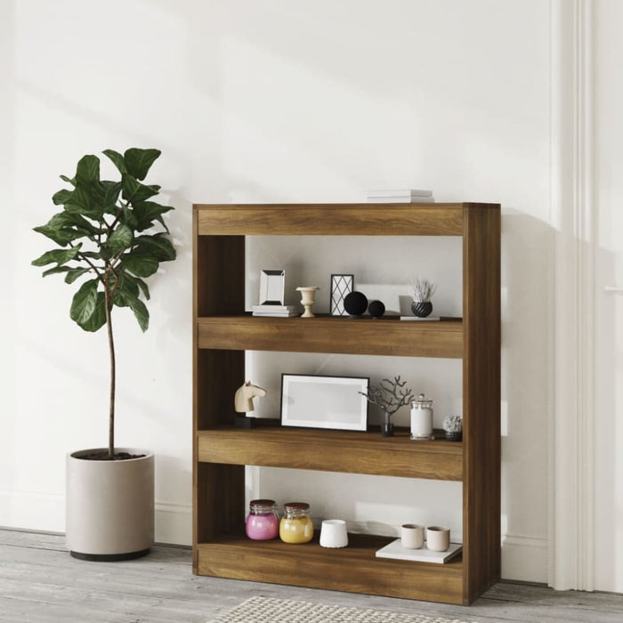Book Cabinet Room Divider Brown Oak 80x30x103 Cm Engineered