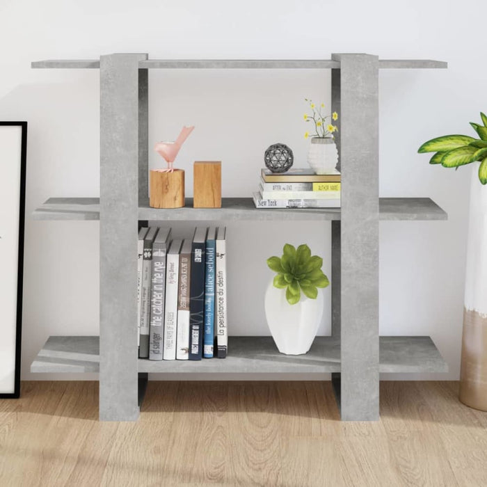 Book Cabinet Room Divider Concrete Grey 100x30x87 Cm Nooppo