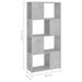 Book Cabinet Room Divider Concrete Grey 60x24x124.5 Cm