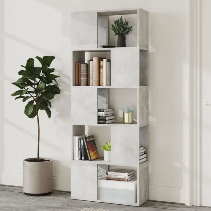 Book Cabinet Room Divider Concrete Grey 60x24x155 Cm Nbkbkt