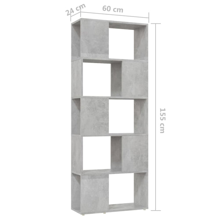 Book Cabinet Room Divider Concrete Grey 60x24x155 Cm Nbkbkt