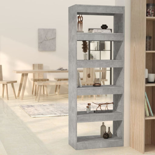 Book Cabinet Room Divider Concrete Grey 60x30x166 Cm