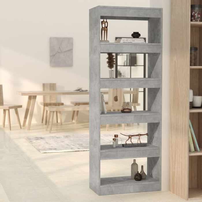 Book Cabinet Room Divider Concrete Grey 60x30x166 Cm