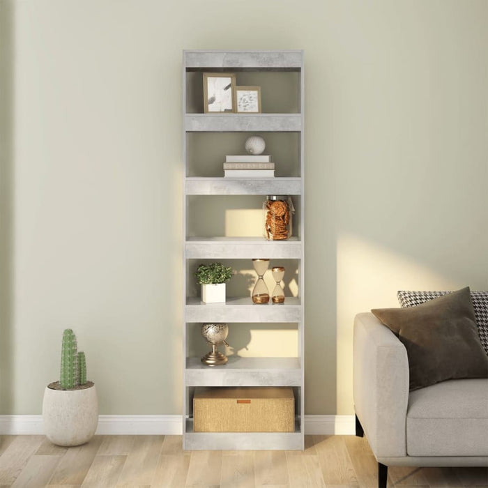 Book Cabinet Room Divider Concrete Grey 60x30x198 Cm Noolnl