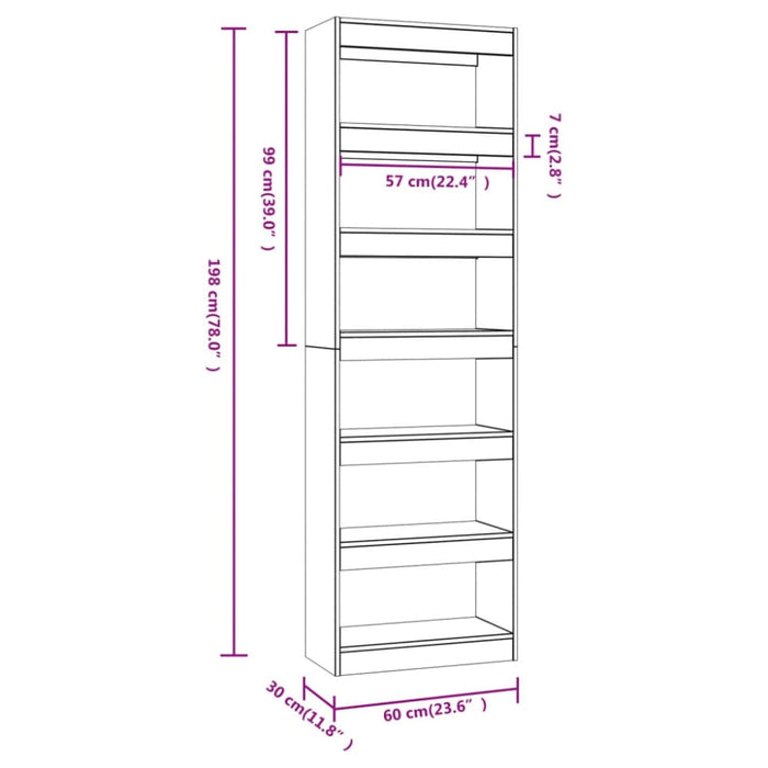 Book Cabinet Room Divider Concrete Grey 60x30x198 Cm Noolnl