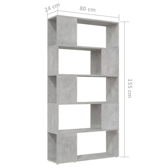 Book Cabinet Room Divider Concrete Grey 80x24x155 Cm