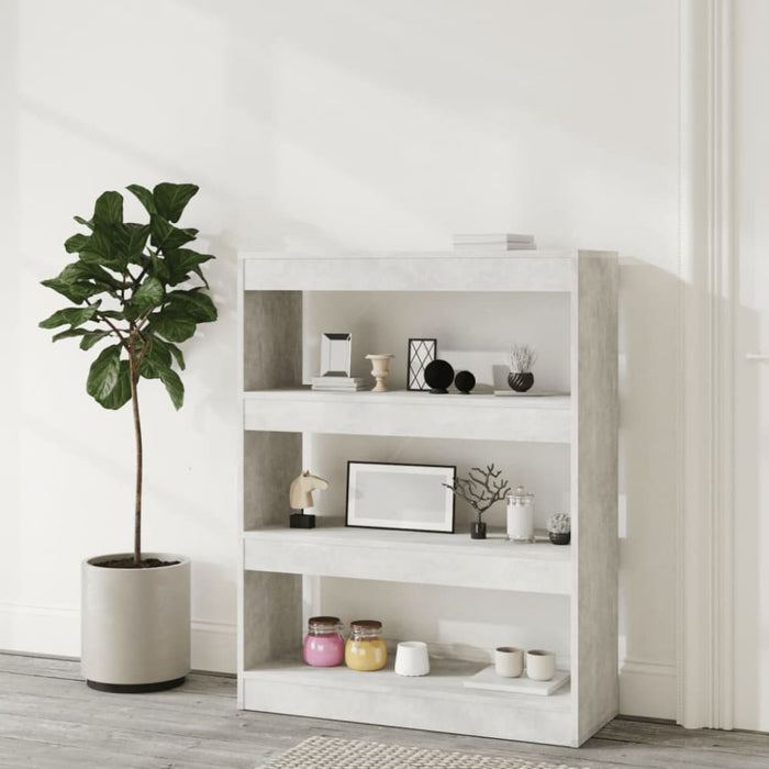 Book Cabinet Room Divider Concrete Grey 80x30x103 Cm