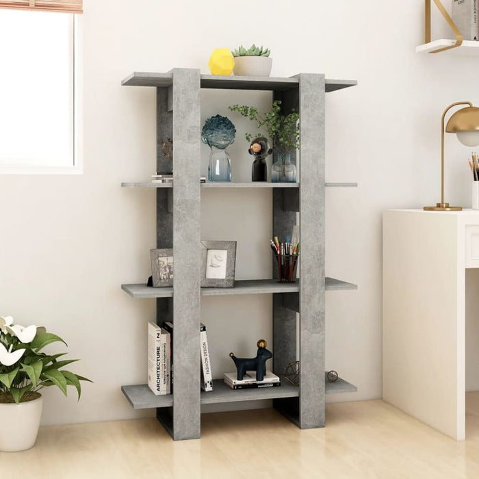 Book Cabinet Room Divider Concrete Grey 80x30x123.5 Cm