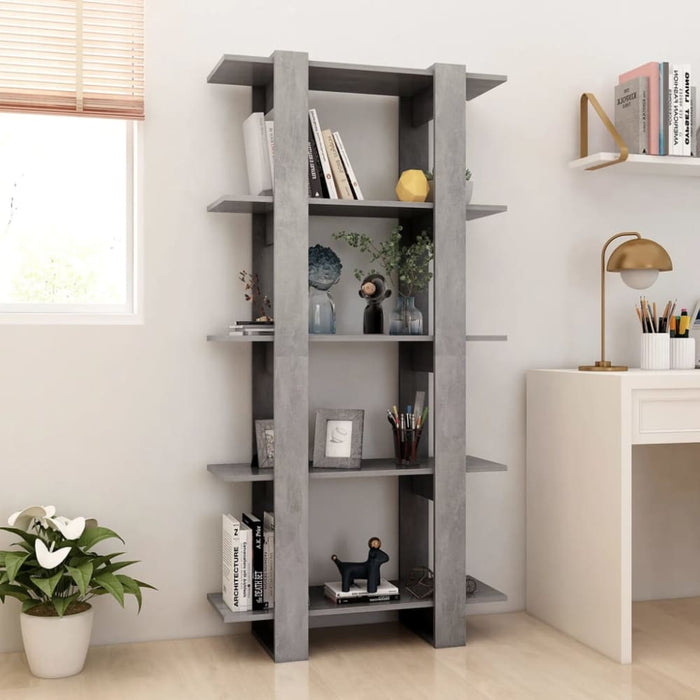 Book Cabinet Room Divider Concrete Grey 80x30x160 Cm