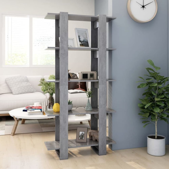 Book Cabinet Room Divider Concrete Grey 80x30x160 Cm